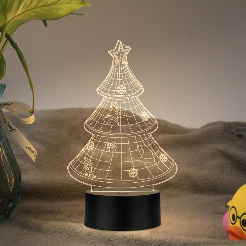 3D Illusion Christmas Tree Led Night lamp with Warm White Color Gift for Christmas
